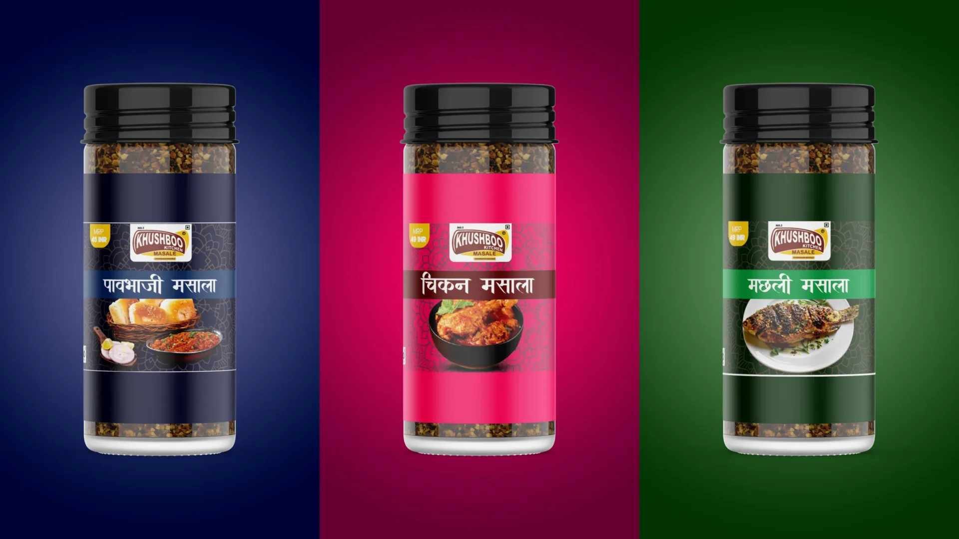 Khushboo Kitchen Masale — spice packaging
